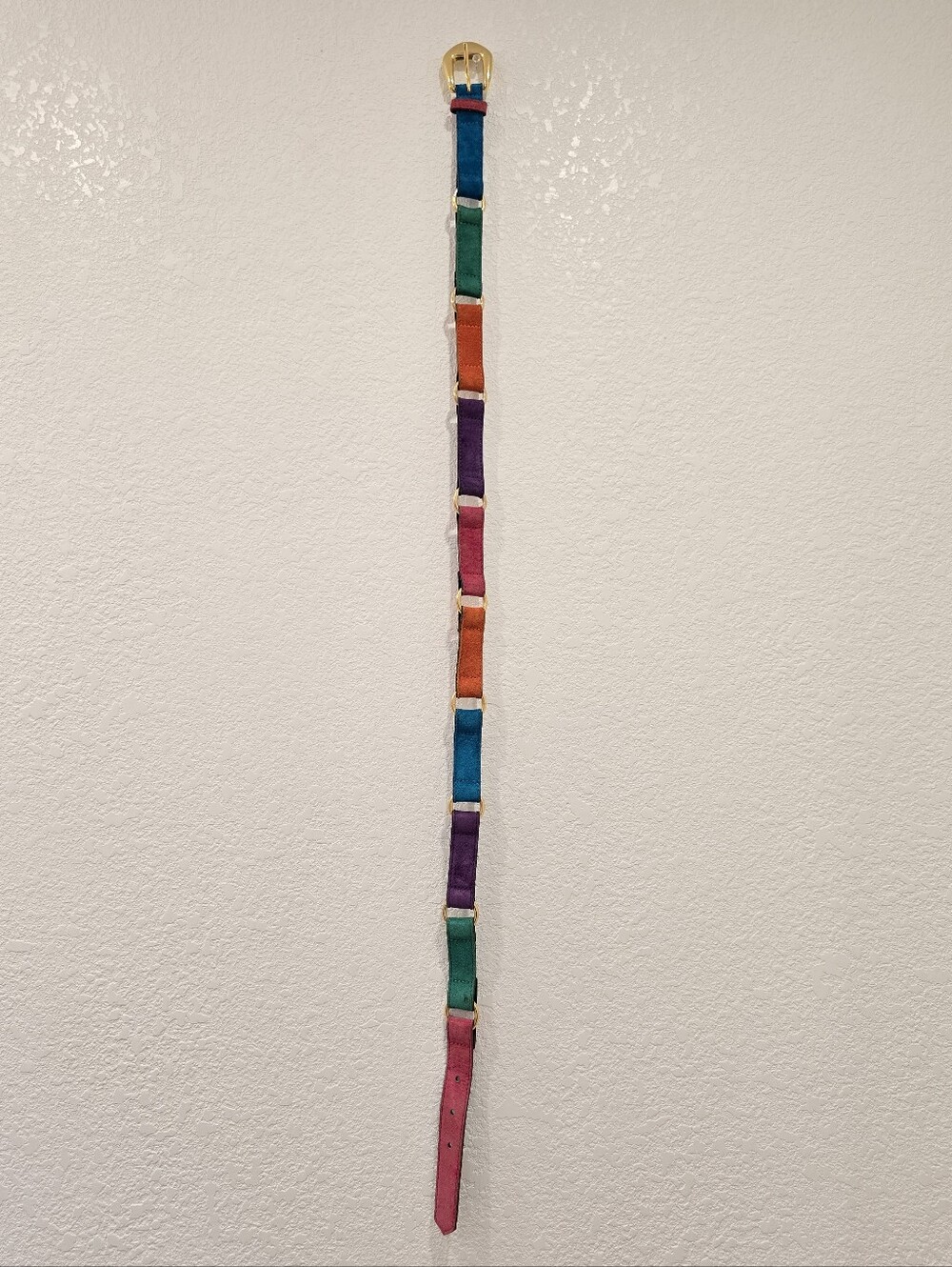 Express Vintage Leather Rainbow Colored Belt L Y2k